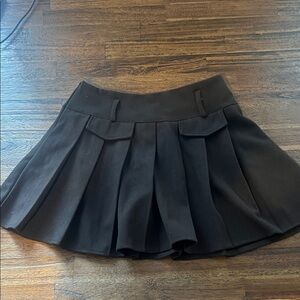 Women's Black Pleated Mini Skirt feels like suede